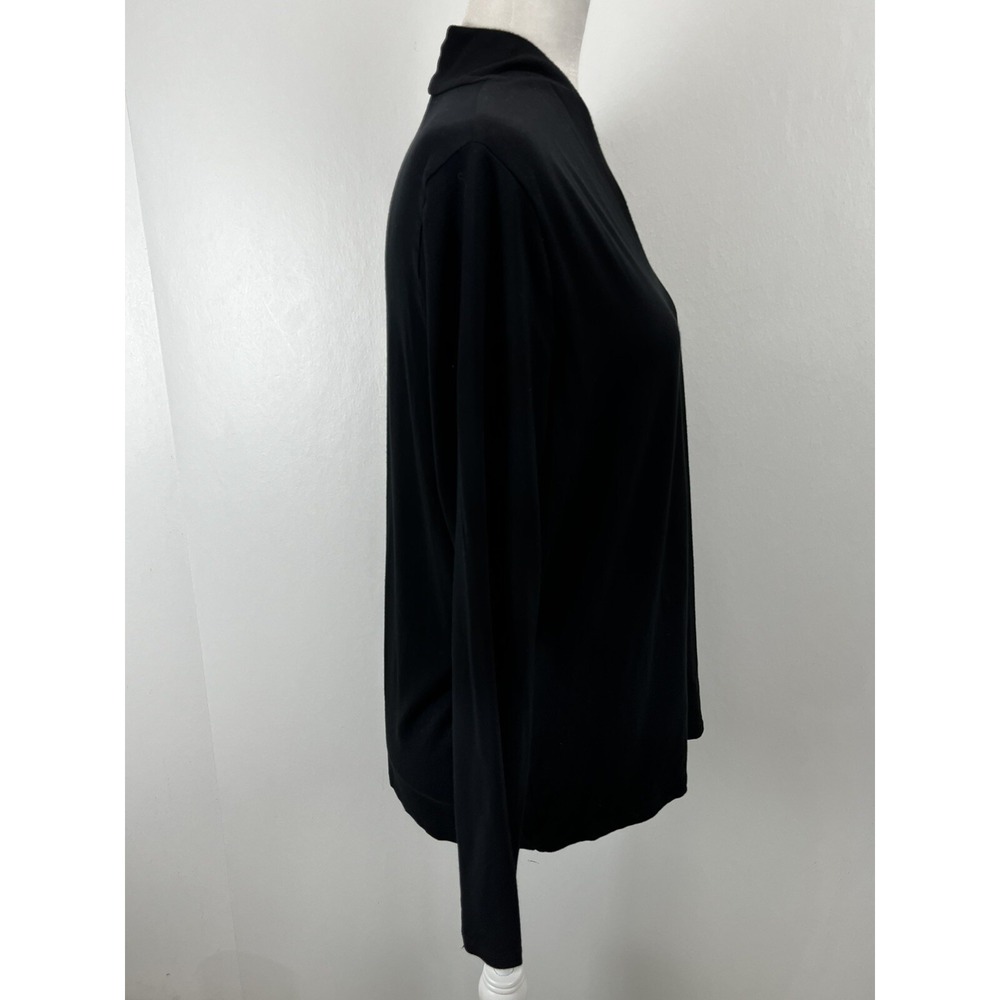Talbots Black Stretch Shirt Top 1X Plus GUC Vneck Women's Classic Basic - Picture 4 of 7